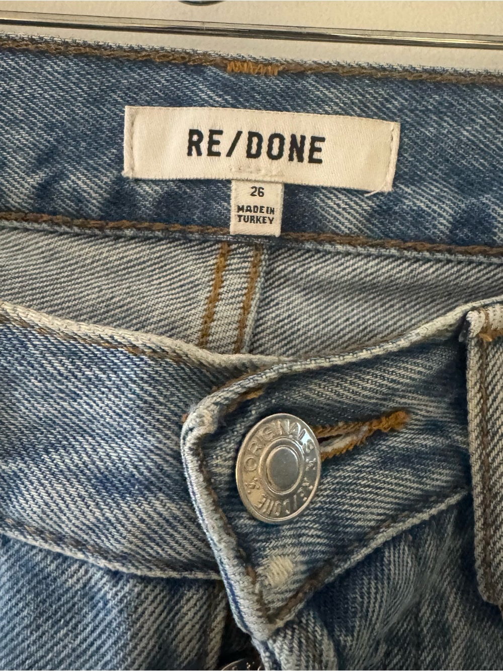 Re/Done High-Rise Straight Leg Jeans in Light Blue - Picture 4 of 7